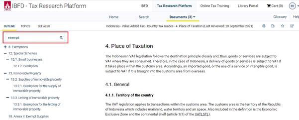 Document Outline Navigation Enhanced On The Tax Research Platform | IBFD